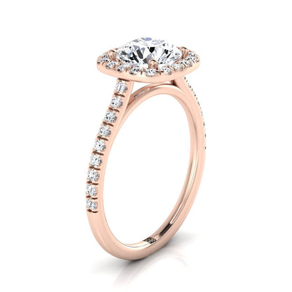 14K Rose Gold Round Brilliant Amethyst Halo Diamond Pave Engagement Ring -1/3ctw