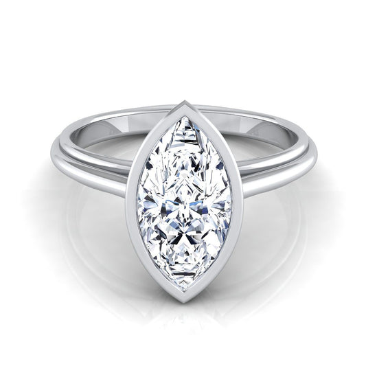 Platinum Marquise   Bezel Halo Cathedral Solitaire Engagement Ring