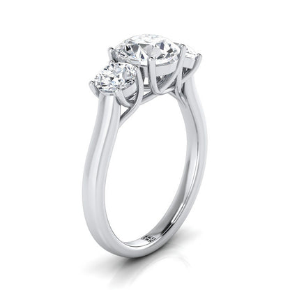 14K White Gold Round Brilliant Classic Three Stone Diamond Engagement Ring -5/8ctw