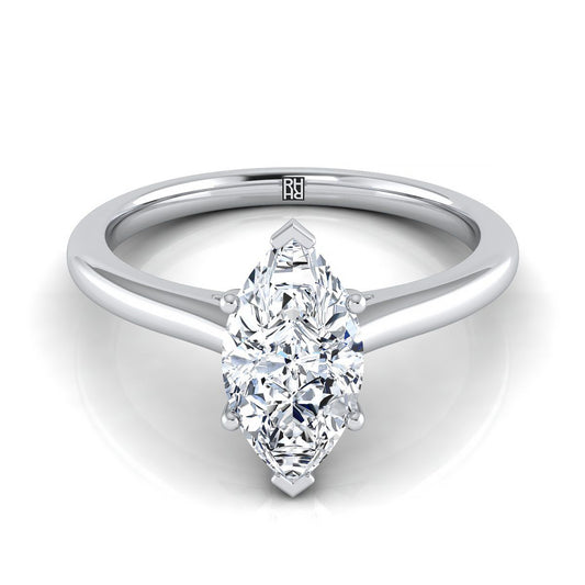 Platinum Marquise   Pinched Comfort Fit Claw Prong Solitaire Engagement Ring