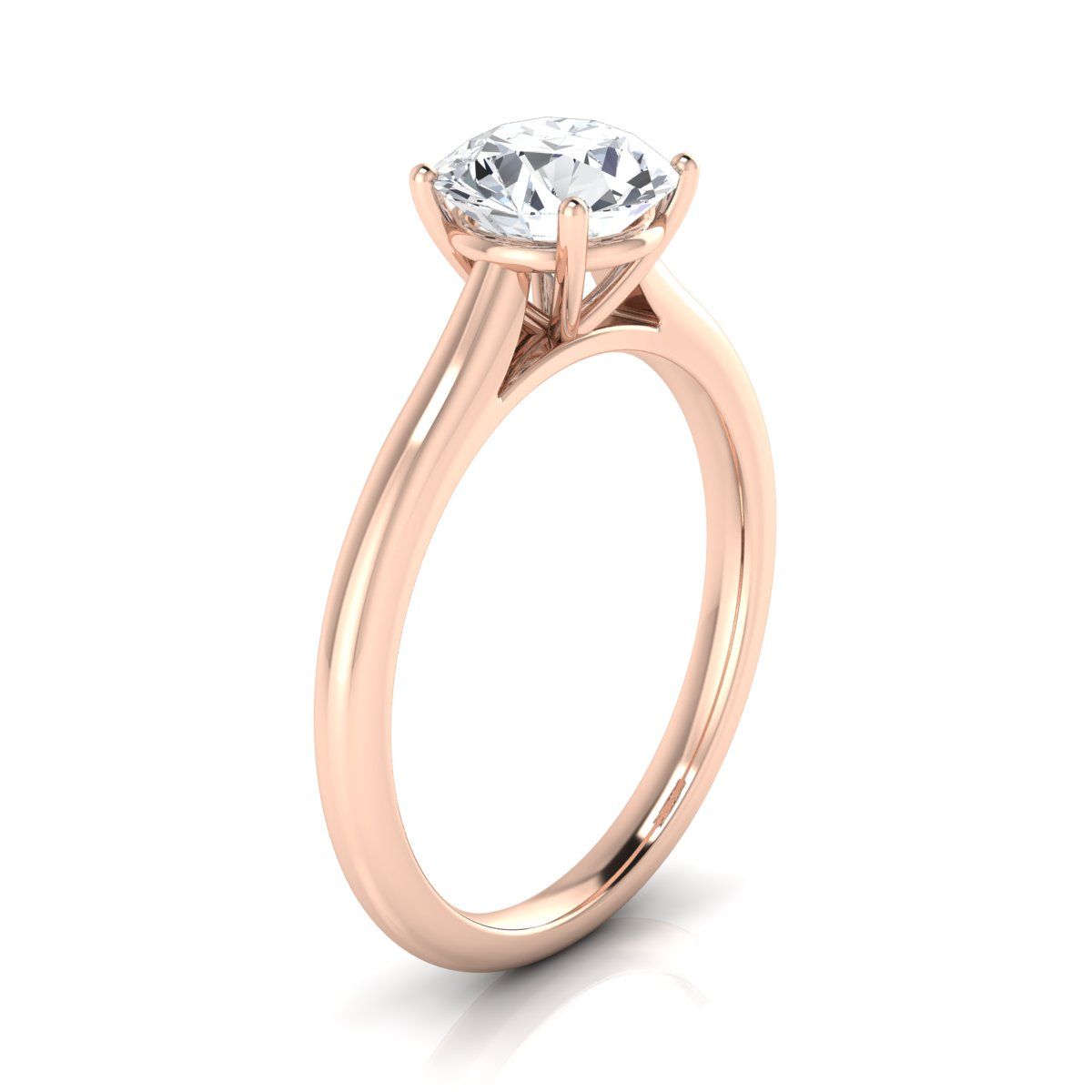 14K Rose Gold Round Brilliant Pink Sapphire Pinched Comfort Fit Claw Prong Solitaire Engagement Ring