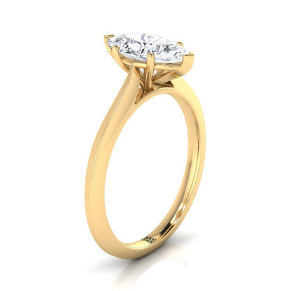 14K Yellow Gold Marquise   Timeless Solitaire Comfort Fit Engagement Ring