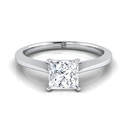 Platinum Princess Cut  Timeless Solitaire Comfort Fit Engagement Ring