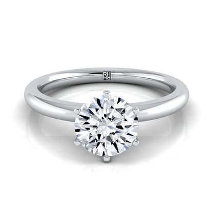 Platinum Round Brilliant  Timeless Solitaire Comfort Fit Engagement Ring