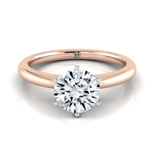 14K Rose Gold Round Brilliant  Timeless Comfort Fit Engagement Ring