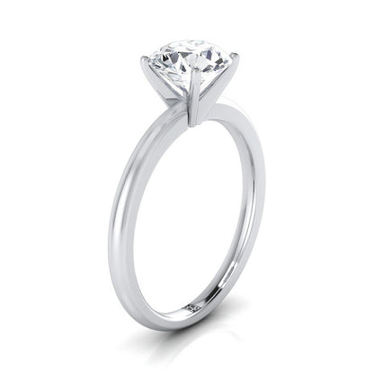 14K White Gold Round Brilliant  Round Comfort Fit Claw Prong Solitaire Engagement Ring