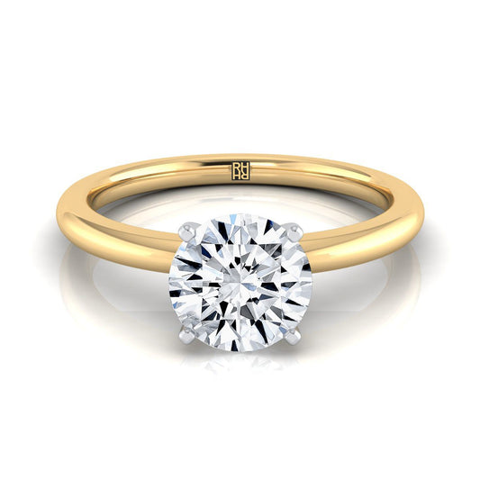 14K Yellow Gold Round Brilliant  Round Comfort Fit Claw Prong Solitaire Engagement Ring