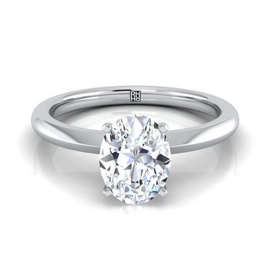 Platinum Oval  Petite Knife Edge Solitaire Engagement Ring