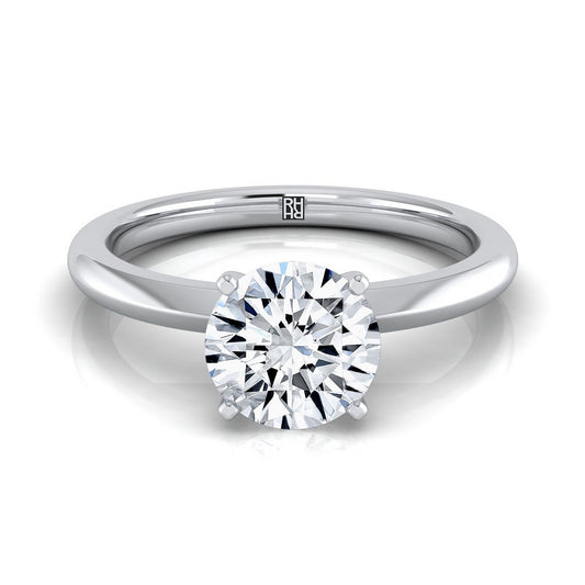 14K White Gold Round Brilliant  Petite Knife Edge Solitaire Engagement Ring