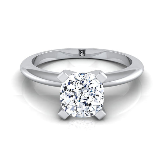 Platinum Cushion  Classic Low Base Solitaire Engagement Ring