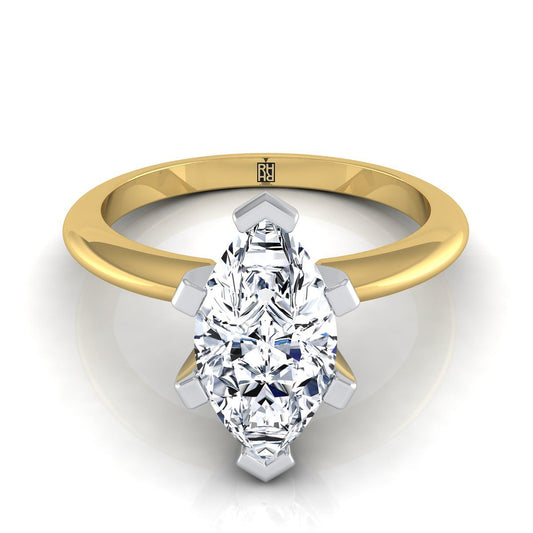18K Yellow Gold Marquise   Classic Low Base Solitaire Engagement Ring