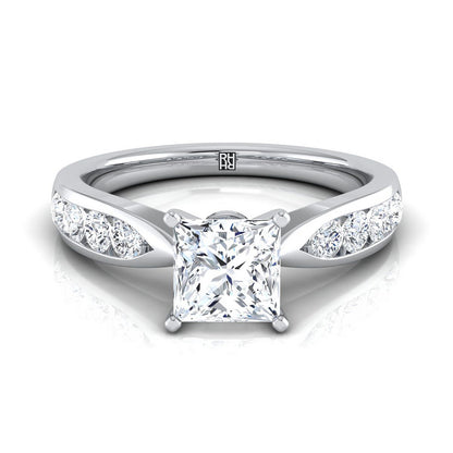 14K White Gold Princess Cut Pinched Channel Diamond Channel Engagement Ring -3/8ctw