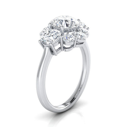 14K White Gold Round Brilliant Modern Three Stone Blossom Diamond Engagement Ring -1-3/4ctw