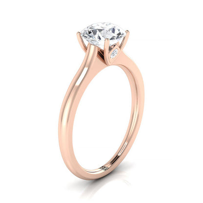 14K Rose Gold Round Brilliant Cathedral Solitaire Surprise Secret Stone Engagement Ring