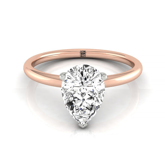 14kr Pear Double Hidden Halo Solitaire Engagement Ring With 25 Prong Set Round Diamonds