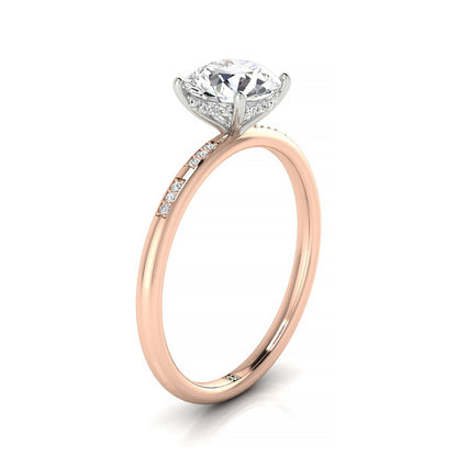 14kr Round Engagement Ring With High Hidden Halo With 26 Prong Set Round Diamonds