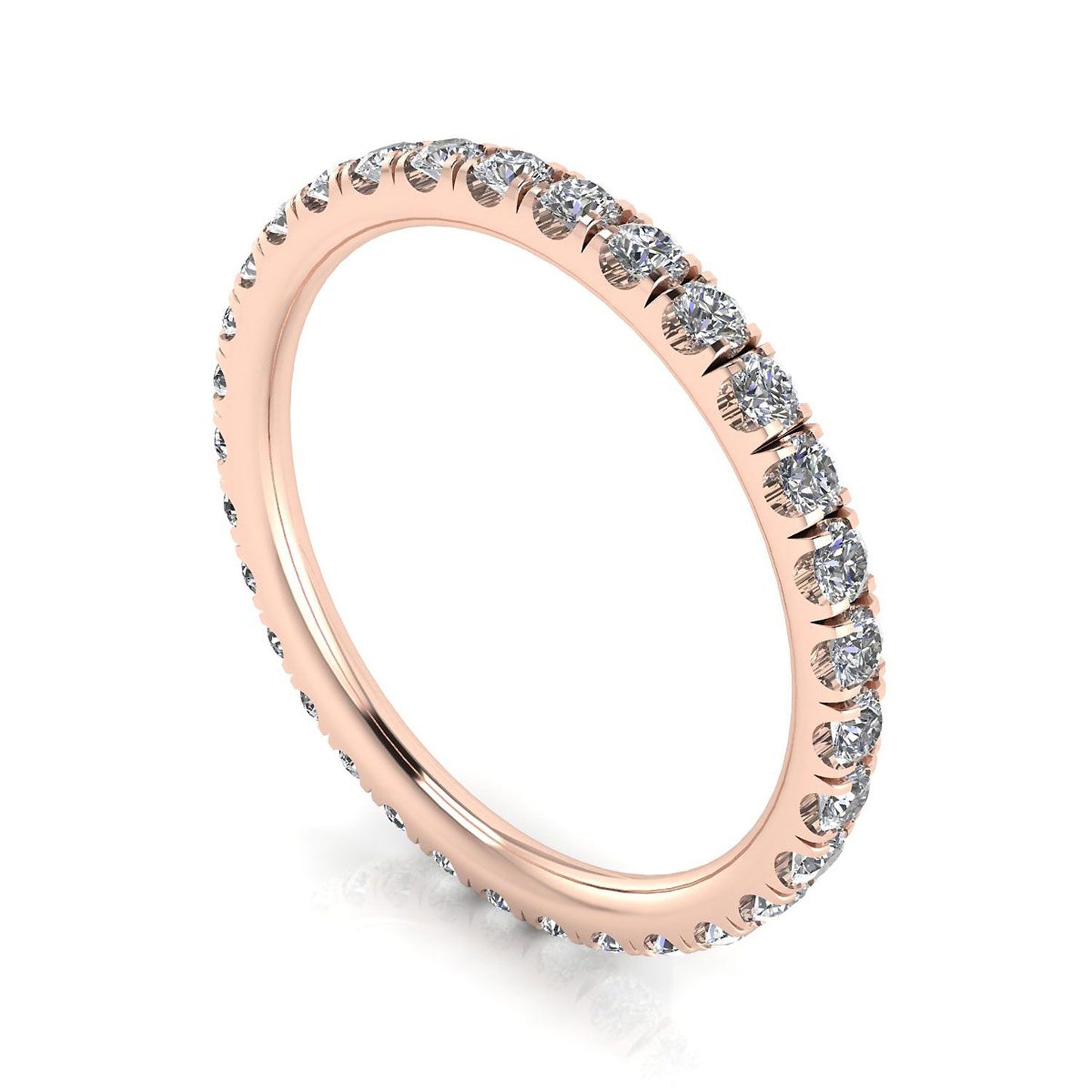 Round Brilliant Cut Diamond Split Prong Set Eternity Ring In 14k Rose Gold  (1.02ct. Tw.) Ring Size 9