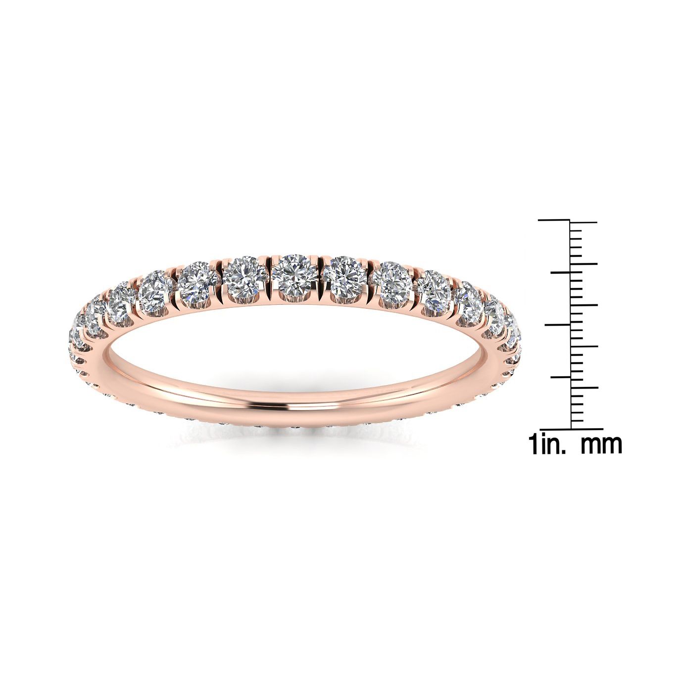 Round Brilliant Cut Diamond Split Prong Set Eternity Ring In 14k Rose Gold  (0.89ct. Tw.) Ring Size 6