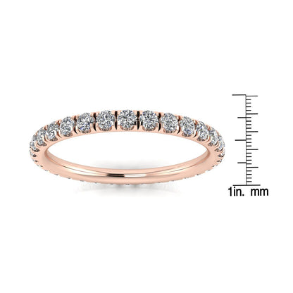 Round Brilliant Cut Diamond Split Prong Set Eternity Ring In 14k Rose Gold  (0.99ct. Tw.) Ring Size 8