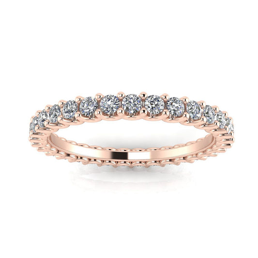 Round Brilliant Cut Diamond Shared Prong Set Eternity Ring In 14k Rose Gold  (0.63ct. Tw.) Ring Size 4