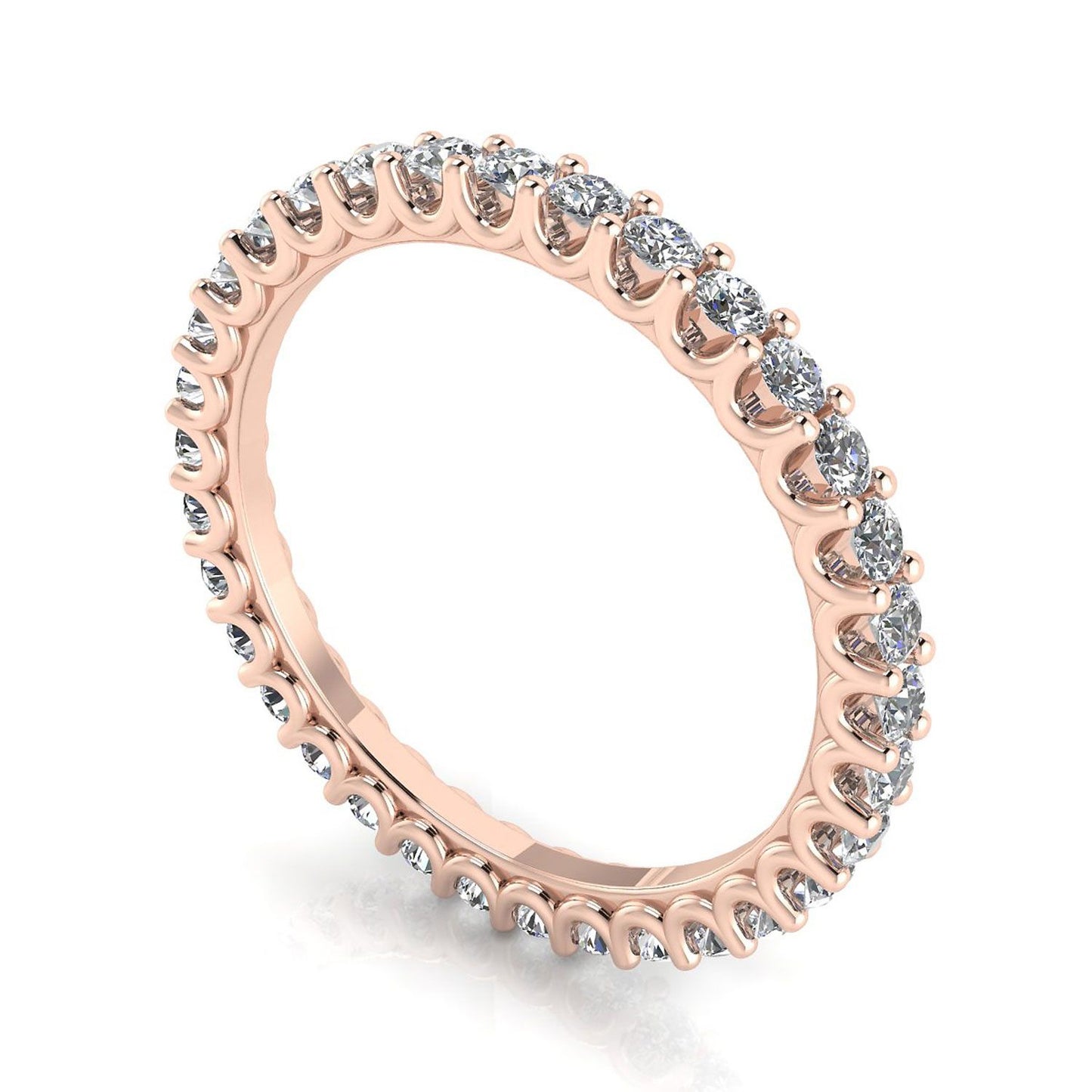 Round Brilliant Cut Diamond Shared Prong Set Eternity Ring In 14k Rose Gold  (1.37ct. Tw.) Ring Size 4.5