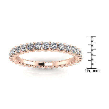Round Brilliant Cut Diamond Shared Prong Set Eternity Ring In 14k Rose Gold  (0.99ct. Tw.) Ring Size 8