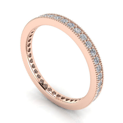Round Brilliant Cut Diamond Pave & Milgrain Set Eternity Ring In 14k Rose Gold  (0.33ct. Tw.) Ring Size 7.5