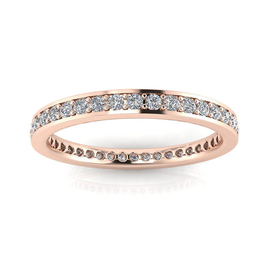 Round Brilliant Cut Diamond Channel Pave Set Eternity Ring In 14k Rose Gold  (0.52ct. Tw.) Ring Size 9