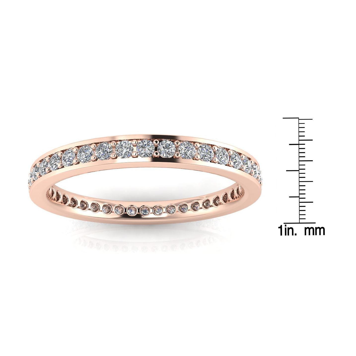 Round Brilliant Cut Diamond Channel Pave Set Eternity Ring In 14k Rose Gold  (1.02ct. Tw.) Ring Size 9