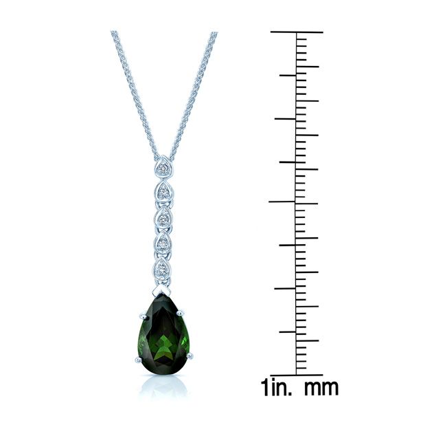 Green Tourmaline And Diamond Pendant In 14k White Gold