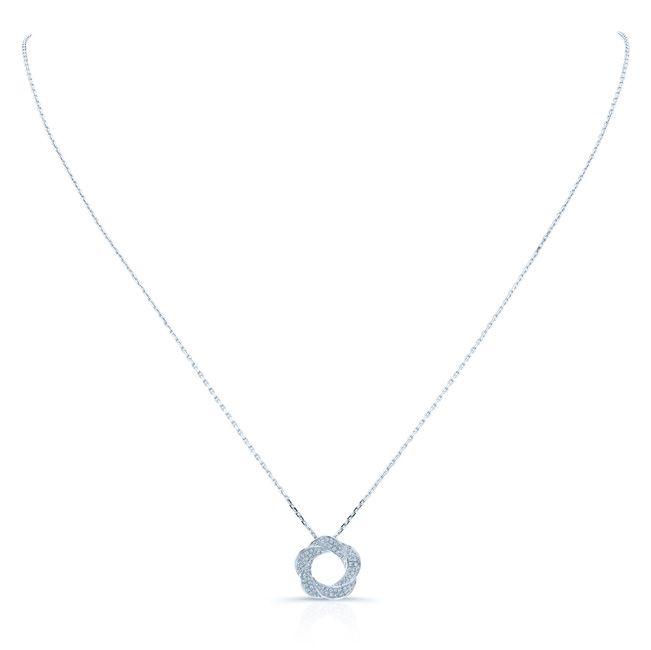 Diamond Wreath Pendant In 14k White Gold 18 In Curb Chain