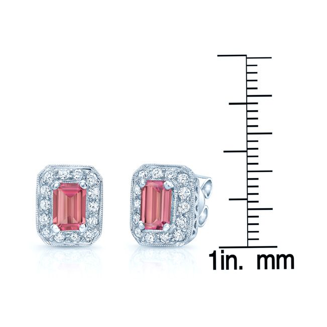 Pink Tourmaline Octagon Earrings In 14k White Gold