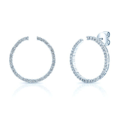 Diamond Open Circle Earrings In 14k White Gold 3/4ctw