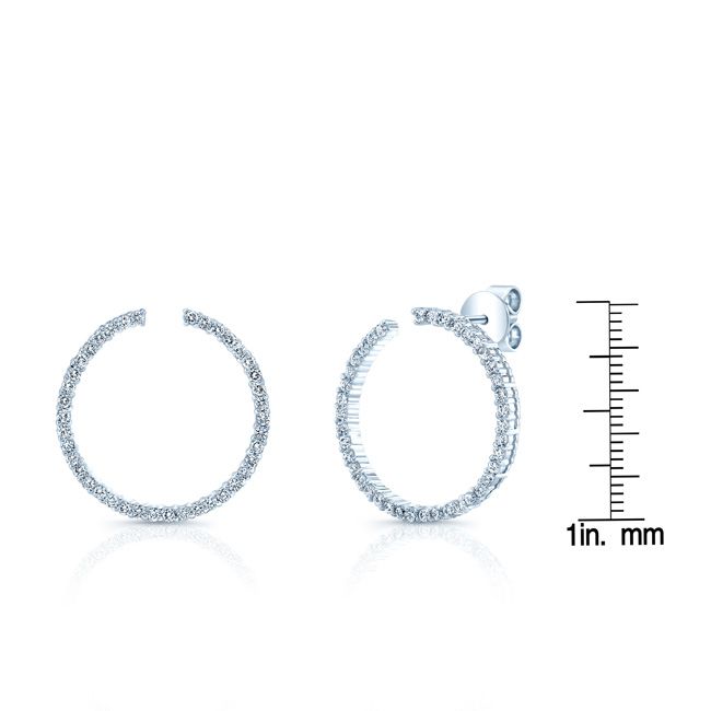 Diamond Open Circle Earrings In 14k White Gold 3/4ctw