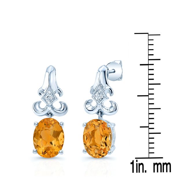 14kw Gold  Citrine & Diamond Drop Earrings