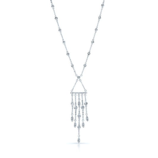 Diamond Wind Chime Dangle Necklace In 14k White Gold