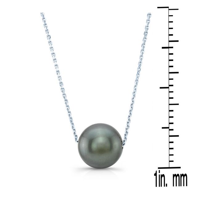 Black South Sea Pearl Floating Necklace In 14k White Gold
