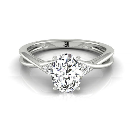 14kw Fancy Oval Twisted Shank Double Hidden Halo Engagement Ring With 35 Prong Set Round Diamonds Sz 7.5