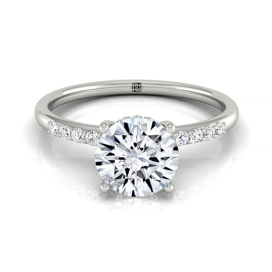 Platinum Round Double Hidden Halo Quarter Shank Engagement Ring - 1/25