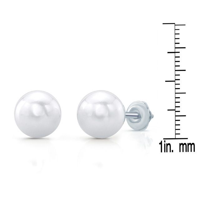 White 7-7.5mm Akoya Pearl Stud Earrings In 14k White Gold