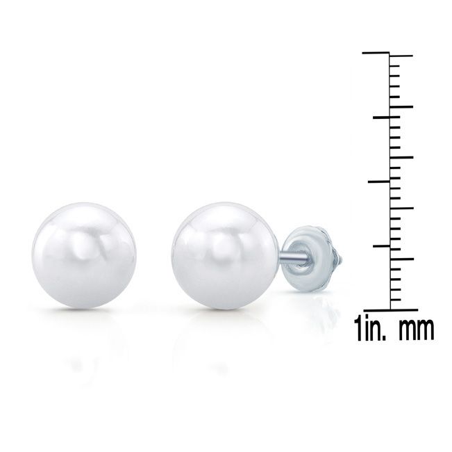 White 7.5-8mm Akoya Pearl Stud Earrings In 14k White Gold