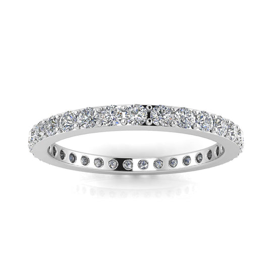 Round Brilliant Cut Diamond Pave Set Eternity Ring In 18k White Gold  (1.31ct. Tw.) Ring Size 4