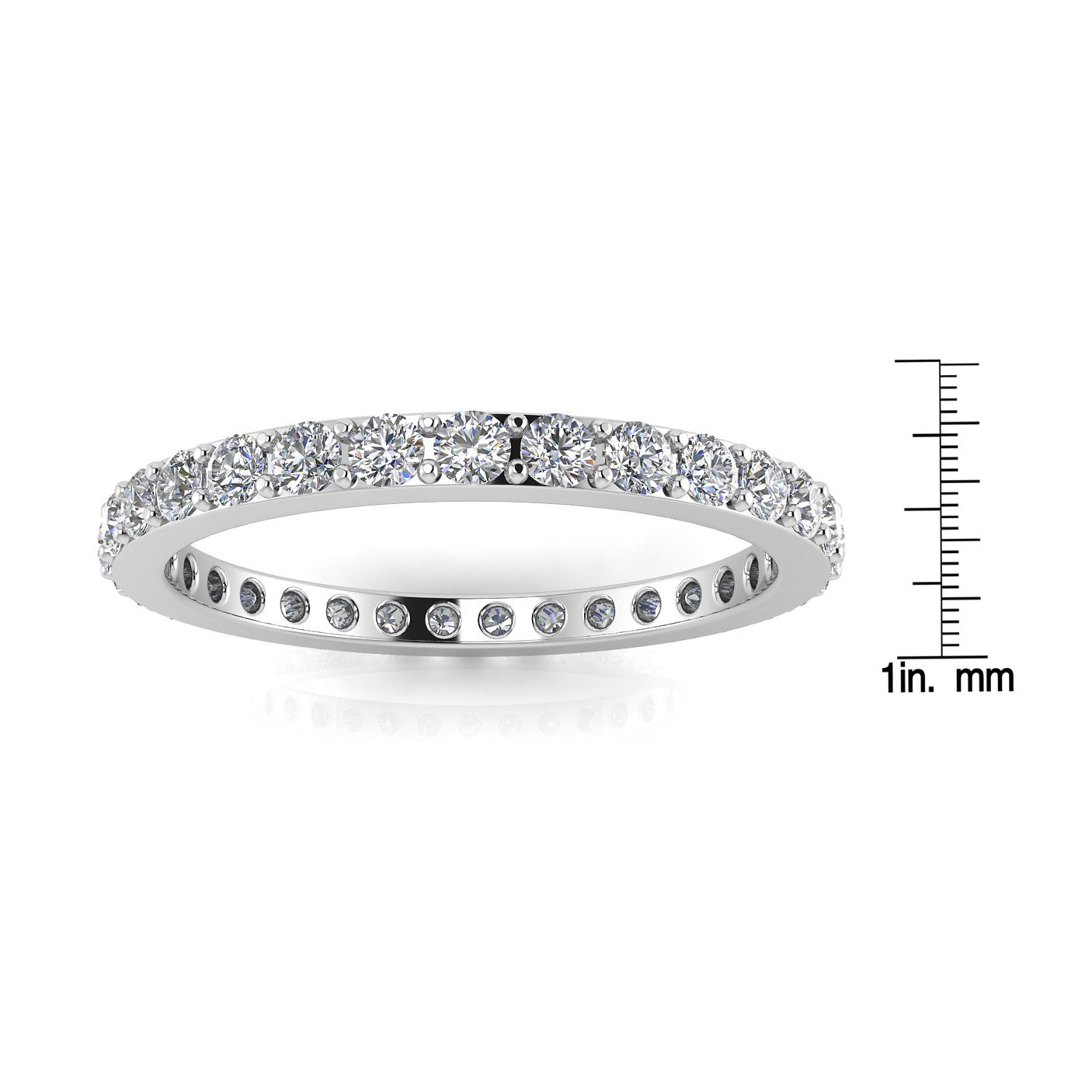 Round Brilliant Cut Diamond Pave Set Eternity Ring In 14k White Gold  (1.49ct. Tw.) Ring Size 7