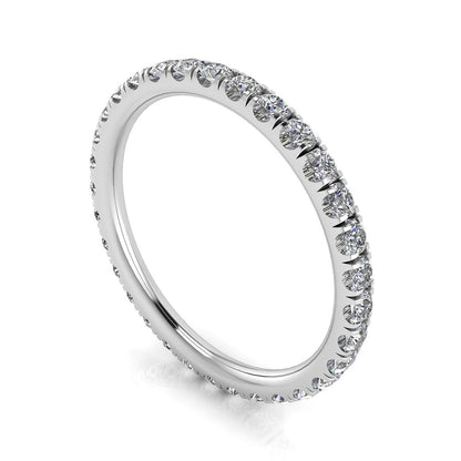 Round Brilliant Cut Diamond Split Prong Set Eternity Ring In 18k White Gold  (1.49ct. Tw.) Ring Size 7