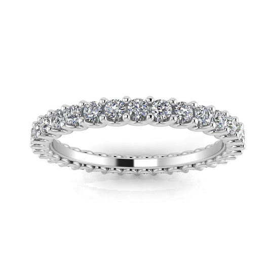 Round Brilliant Cut Diamond Shared Prong Set Eternity Ring In 18k White Gold  (0.42ct. Tw.) Ring Size 4