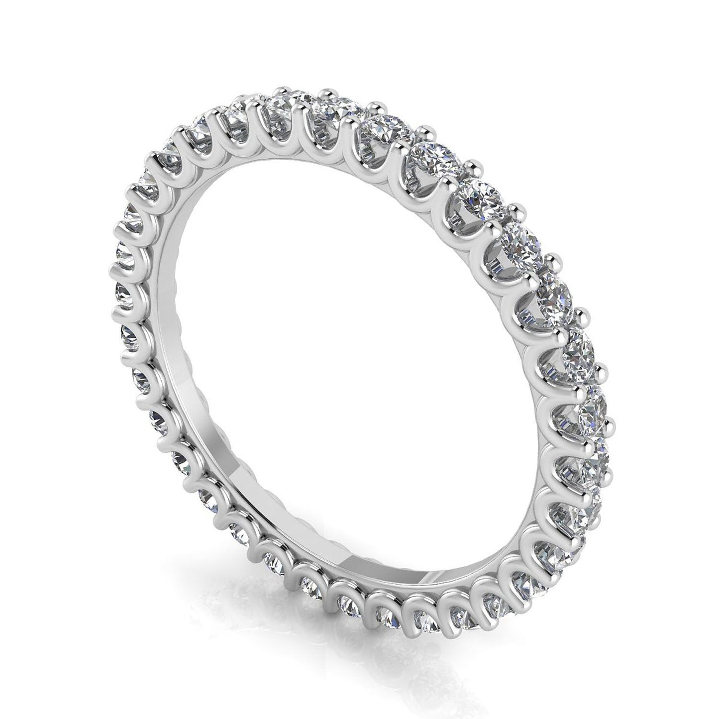 Round Brilliant Cut Diamond Shared Prong Set Eternity Ring In 18k White Gold  (0.68ct. Tw.) Ring Size 6