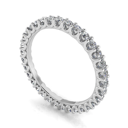 Round Brilliant Cut Diamond Shared Prong Set Eternity Ring In 18k White Gold  (0.77ct. Tw.) Ring Size 9