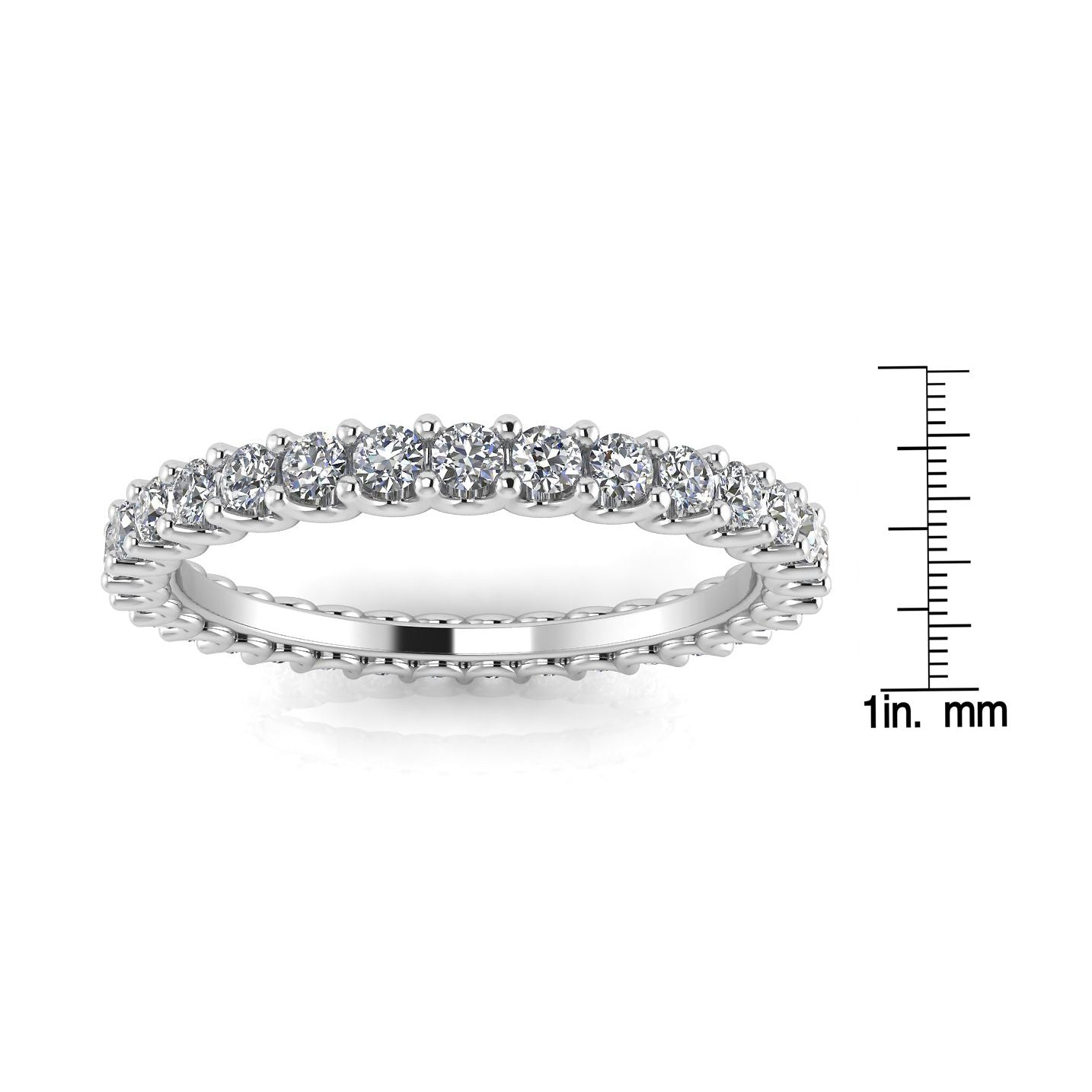Round Brilliant Cut Diamond Shared Prong Set Eternity Ring In 14k White Gold  (0.86ct. Tw.) Ring Size 5