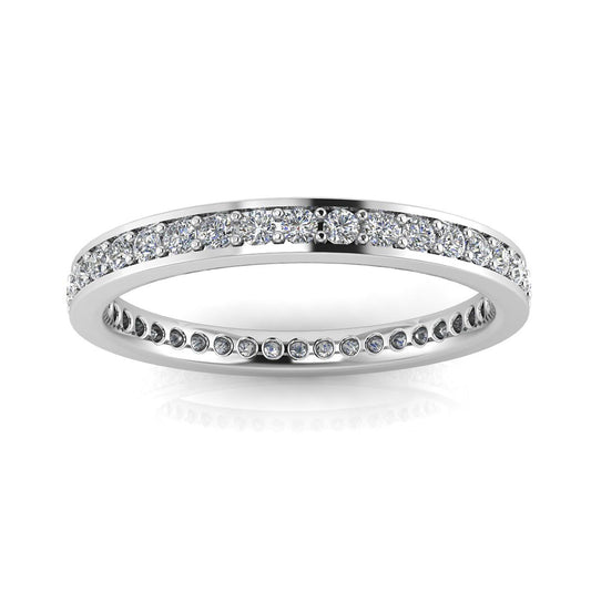 Round Brilliant Cut Diamond Channel Pave Set Eternity Ring In 18k White Gold  (1.02ct. Tw.) Ring Size 8.5