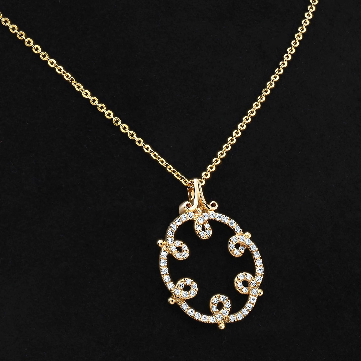Diamond Loops Pendant In 14k Yellow Gold